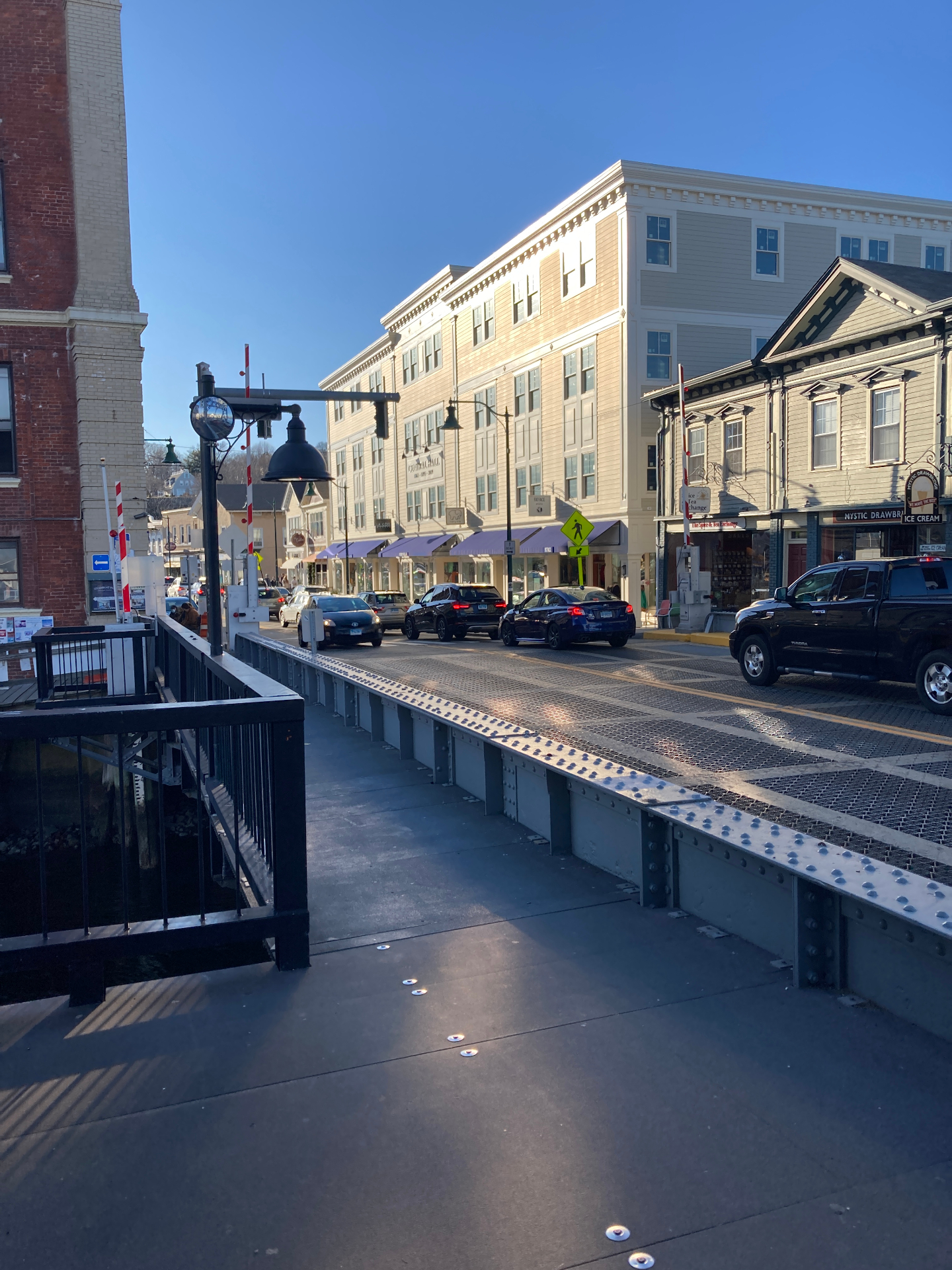 Downtown Mystic shopping district near the drawbridge