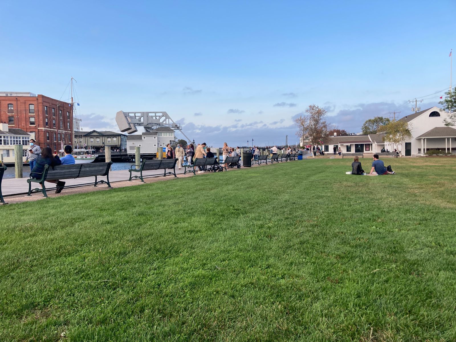 Bascule bridge from the lawn